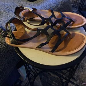 Gentle Souls Black Strappy Sandals